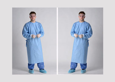 Non Absorbent Disposable Hospital Scrubs Lab Gown With Knitted Cuff